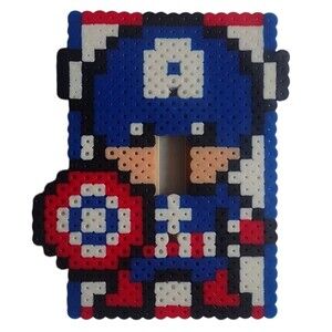 CAPTAIN AMERICA PERLER SWITCH PLATE